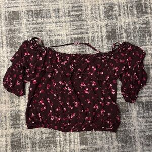 Express Burgundy Floral Blouse